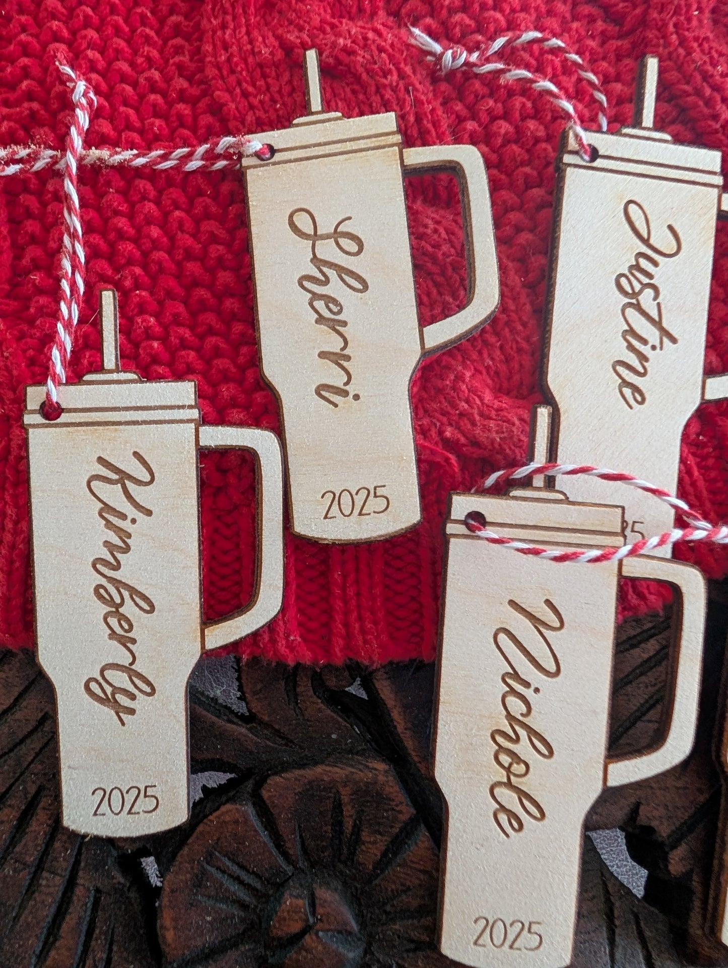 Personalized Water Tumbler Ornament • Custom Name Cup Ornament • Barista Gift • Coffee Lover Gift • Acrylic Tumbler Christmas Ornament