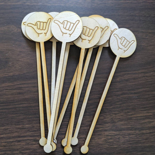 Custom Surf Drink Stirrers – Shaka & Wave Icons