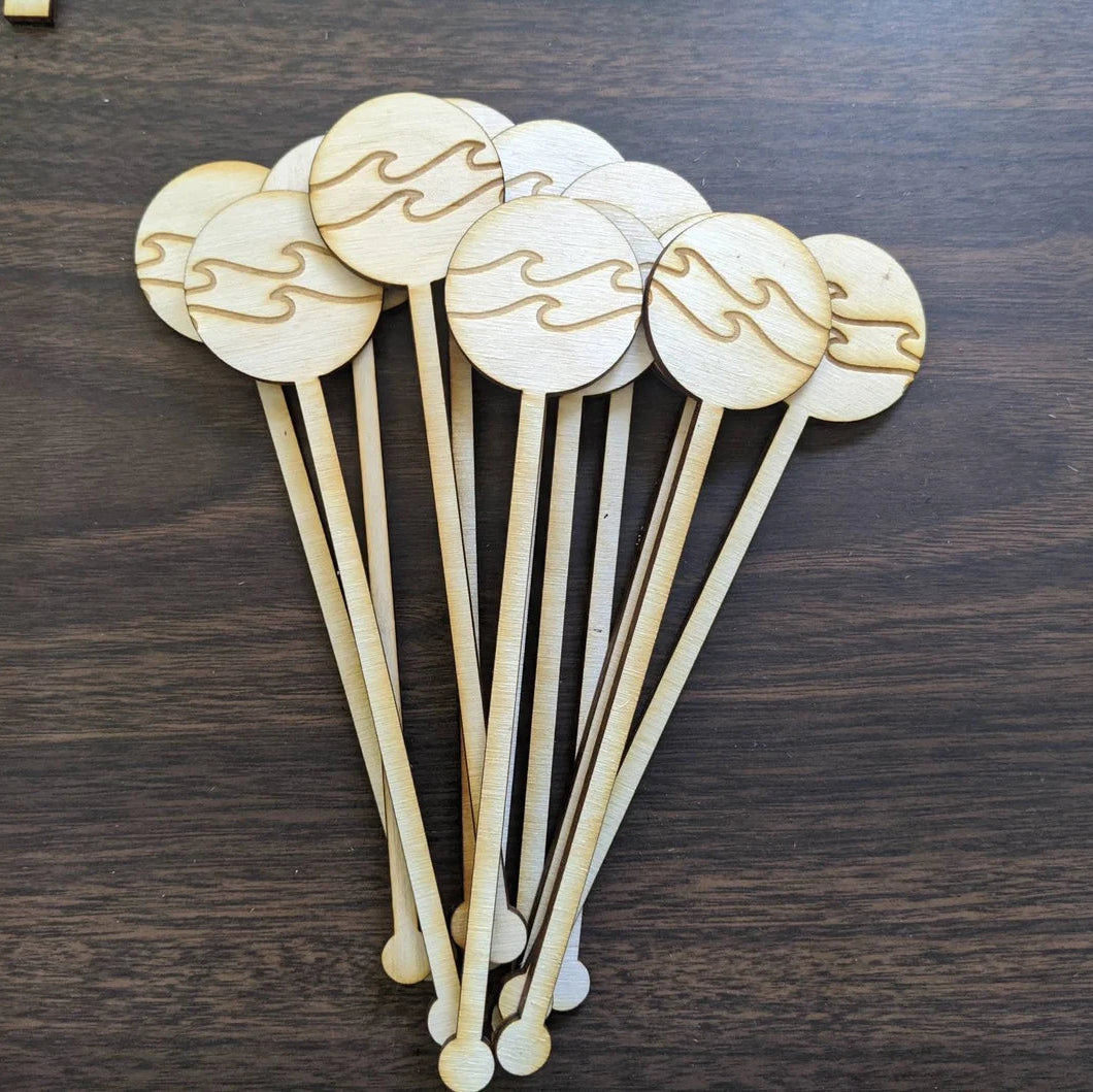 Custom Surf Drink Stirrers – Shaka & Wave Icons