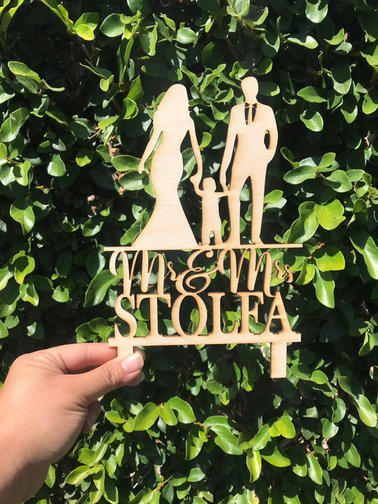 Personalized Family Walking Mr And Mrs Name Cake Topper