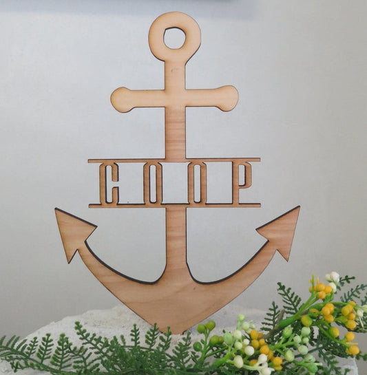 PERSONALIZED Custom Grooms Cake or Birthday or Wedding Wood Anchor Cake Topper with Name or Last Name