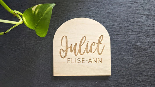Personalized Name Arch Announcement Plaque Laser Cut Wood Photo Prop Sign Hospital Sign Welcome Baby Crib Photo Sign